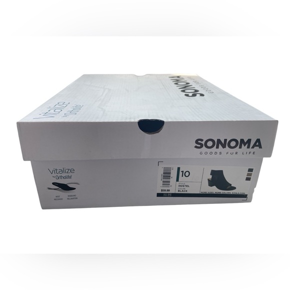 NEW IN BOX Sonoma Hostel Black Perforated Peep Toe Booties, Size 10 - Picture 5 of 9